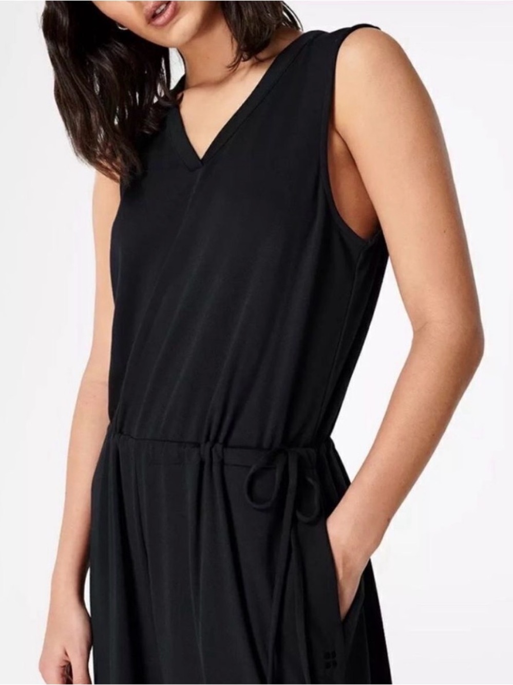 NWT Sweaty Betty Cruise Cupro Stretch Knit V Neck Sleeveless Jumpsuit Jumper M - Picture 4 of 9